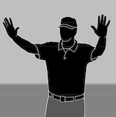 Quel est le signal pour une situation de Infield Fly AVANT un lancer ?